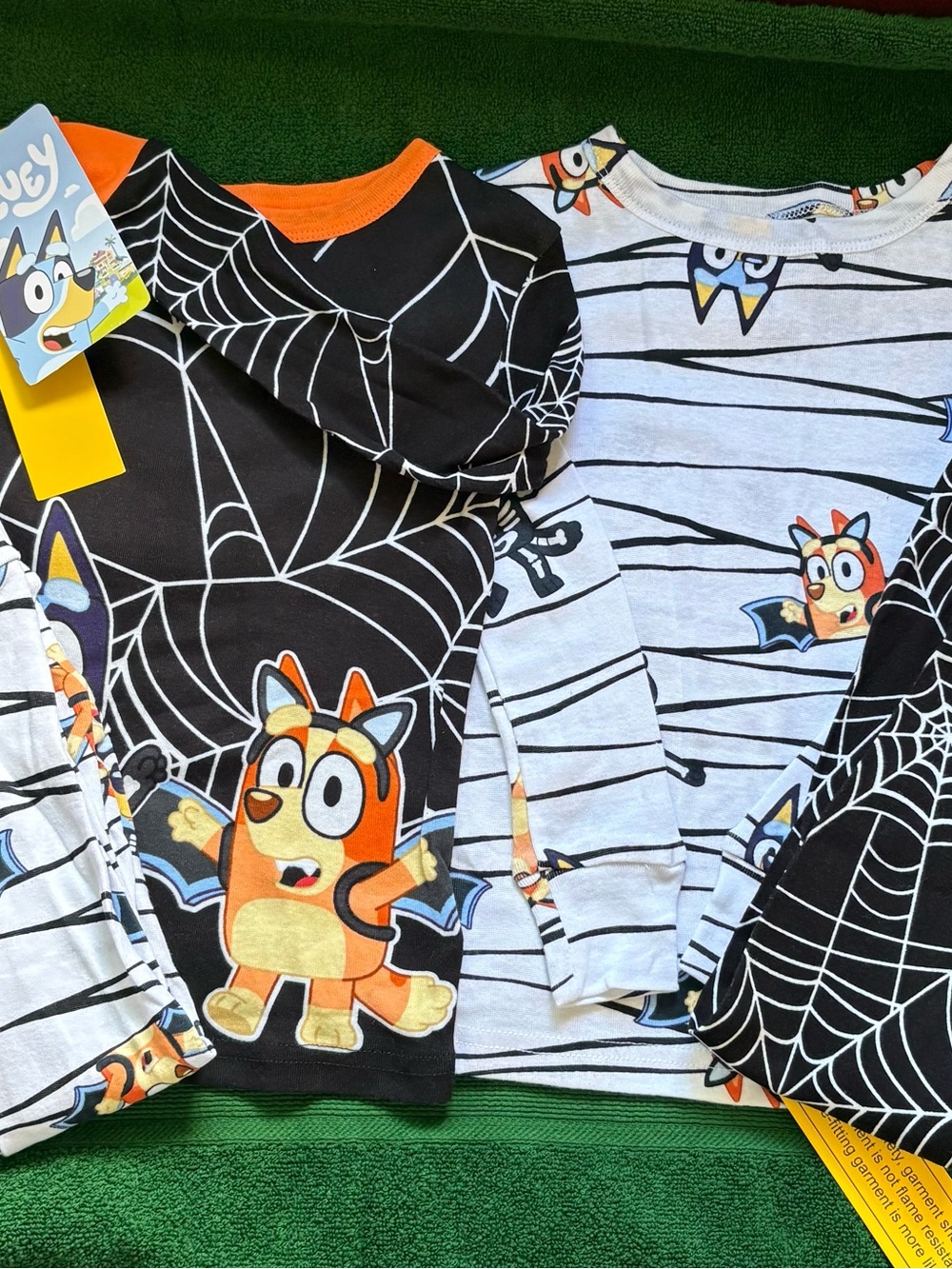 Kids' Bluey Spider Pup Hooded Pajama Set - Black, White & Orange